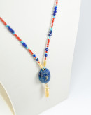 Collier Scarabée en Lapis Lazuli, Cornaline et Turquoise, Sanuk Création. Bayonne
