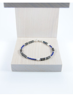 Bracelet Hématite Lapis Lazuli, Sanuk Création