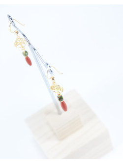 Boucles d'oreilles arbre de vie Jaspe Rouge, Sanuk Création