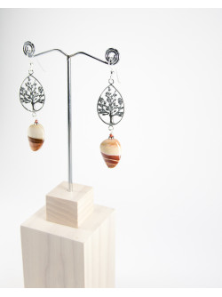 Boucles d'oreilles arbre de vie Jaspe Polychrome, Sanuk Création