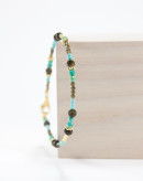 Bracelet collection épure Turquoise et Obsidienne dorée. Sanùk Création. Bayonne.