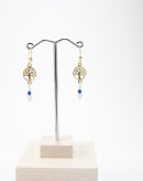 Boucles d'oreilles arbre de vie plaqué or, Lapis Lazuli, Apatite, Aigue Marine, Sanùk Création, Bayonne