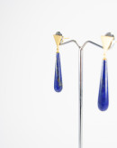 Boucles d'oreilles goutte Lapis Lazuli et triangle plaqué or, Sanùk Création, Bayonne