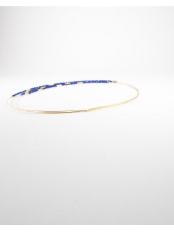 Collier Steel Cascade Lapis Lazuli, triple câble doré, Sanùk Création, Bayonne