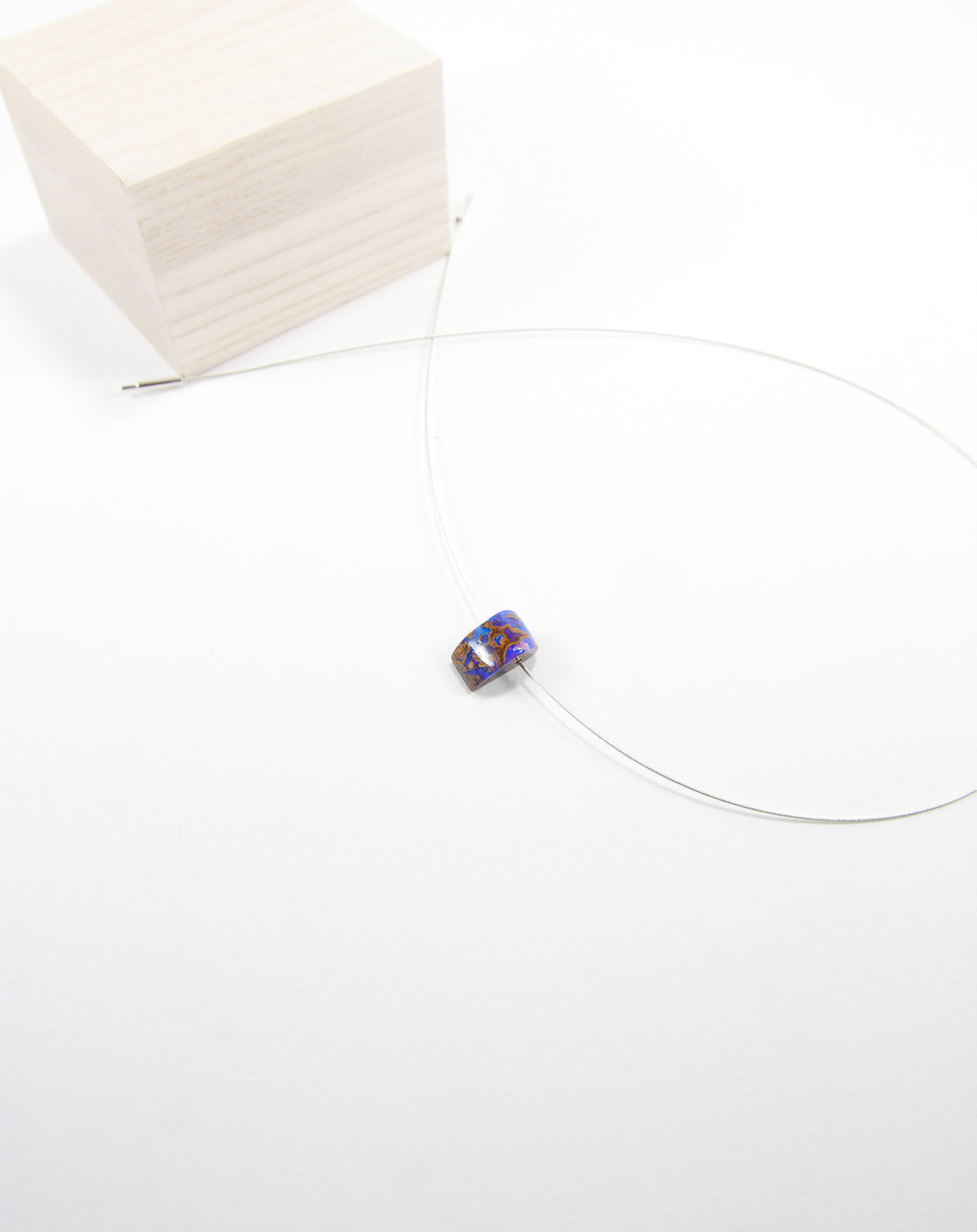 Collier câble d'acier et pendentif Opale Boulder, Sanùk Création, Bayonne