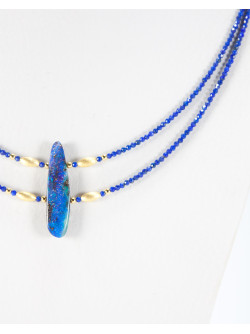 Collier double Lapis Lazuli et Opale Boulder d'Australie, Sanùk creation, Bayonne