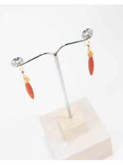 Boucles d'oreilles en Jaspe Rouge, apprêts en argent 925 plaqué or, Sanùk Création, Bayonne, artisans créateurs