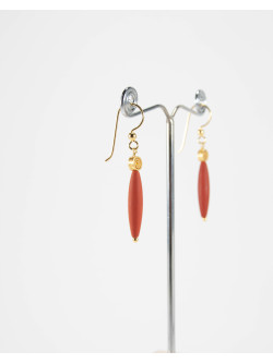 Boucles d'oreilles en Jaspe Rouge, apprêts en argent 925 plaqué or, Sanùk Création, Bayonne, artisans créateurs