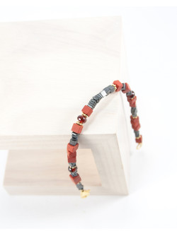 Bracelet en Jaspe Rouge, Hématite et Grenat, Sanùk Création, créateurs artisans de bijoux en pierres naturelles