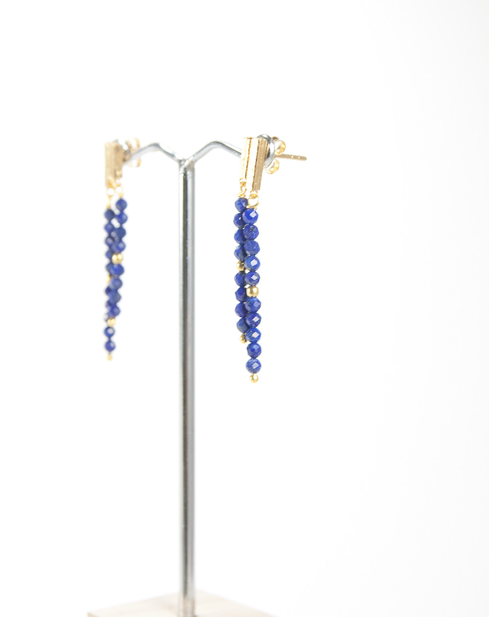 Boucles d'oreilles collection épure, Lapis Lazuli, Sanuk Création, Bayonne