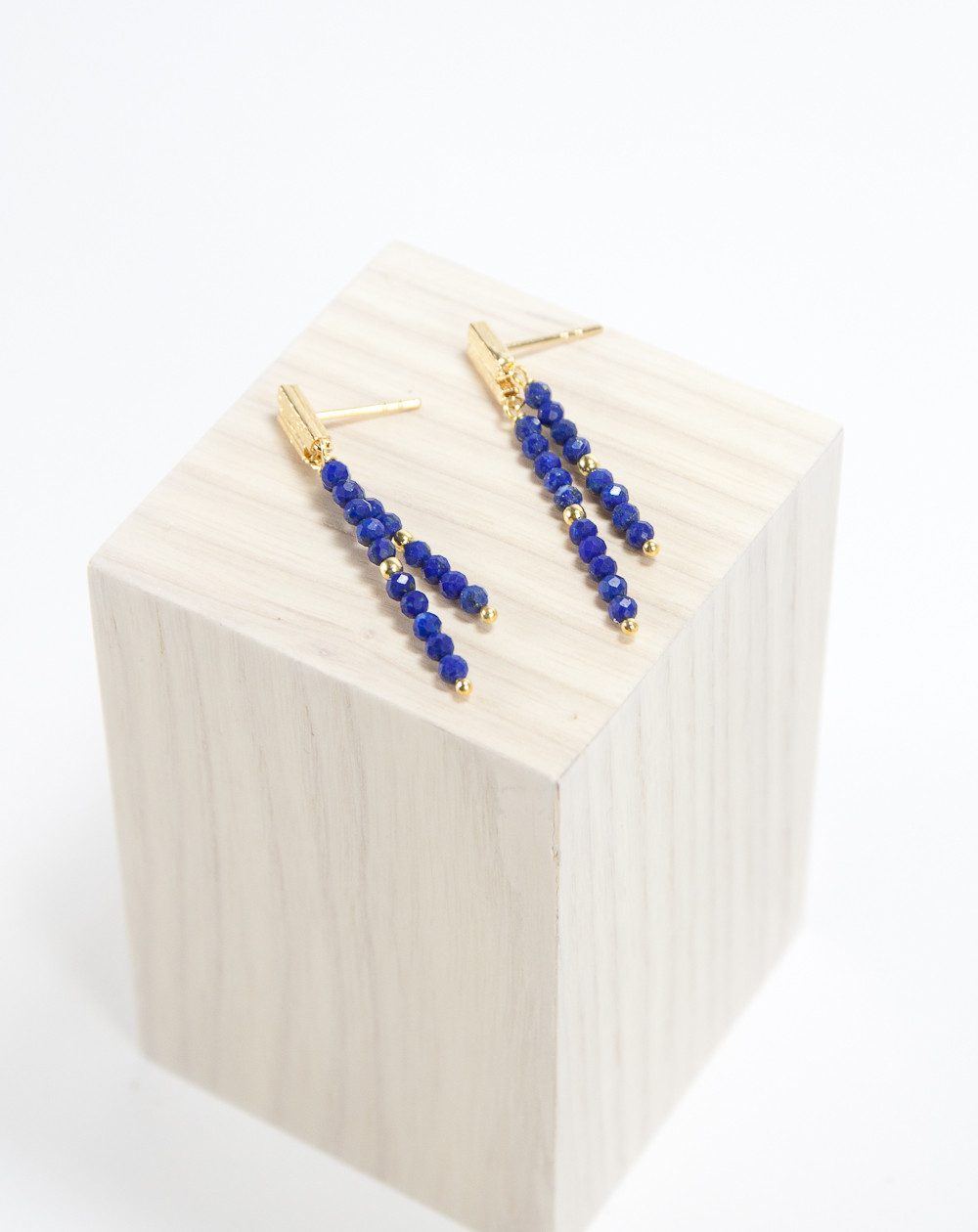 Boucles d'oreilles collection épure, Lapis Lazuli, Sanuk Création, Bayonne