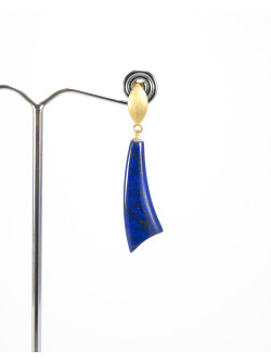 Boucles d'oreilles en Lapis Lazuli, Or brossée, Sanuk Création, Bayonne