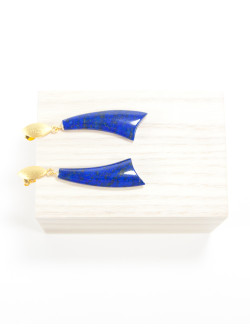 Boucles d'oreilles en Lapis Lazuli, Or brossée, Sanuk Création, Bayonne