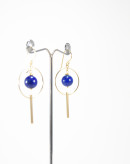 Boucles d'oreille créole en Lapis Lazuli, plaqué or, Sanuk Création, Bayonne