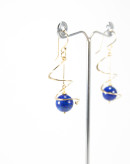 Boucles d'oreilles torsade en Lapis Lazuli, argent Plaqué or, Sanuk Création