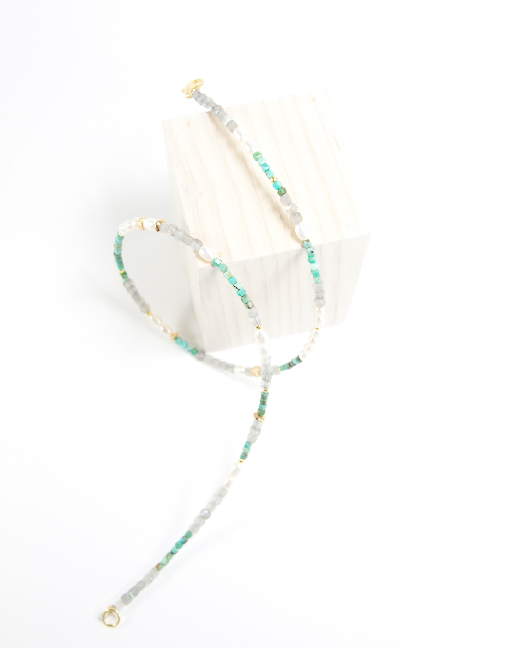 Collier en Turquoise, Labradorite, perles d'eau douce, Sanuk Création, Bayonne