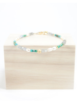 Bracelet en  Turquoise, Labradorite, Perle d'eau douce, Sanuk Création, Bayonne