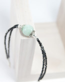 Bracelet double en Jade de Birmanie et Spinelle noir, Collection épure