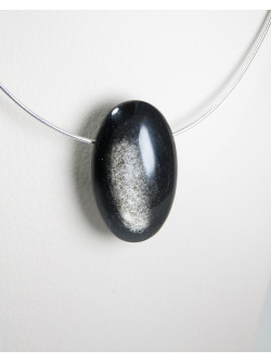 Pendentif en obsidienne argentée, Sanuk Création