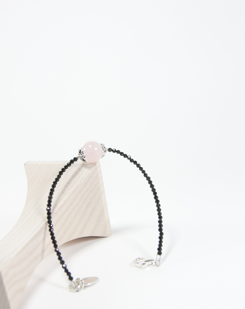 Bracelet Signature Spinelle noir et Quartz Rose, Sanuk Création