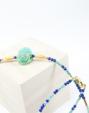 Collier en Lapis lazuli et Turquoise, Scarabée en Turquoise d'Arizona, Sanuk Création