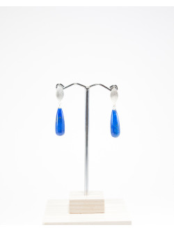 Boucles d'oreilles en Lapis Lazuli, argent brossé, Sanuk Création