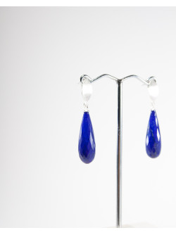 Boucles d'oreilles lapis lazuli facetté, argent brossé, Sanuk Création