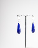 Boucles d'oreilles lapis lazuli facetté, argent brossé, Sanuk Création