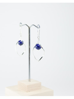 Boucles d'oreilles vrille en Lapis lazuli, Sanuk Création, Bayonne