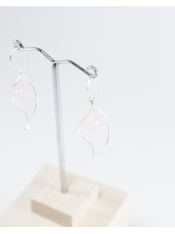 Boucles d'oreilles vrille en Quartz rose, Sanuk Création