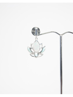 Boucles d'oreilles fleur de Lotus Larimar, collection Dokbua