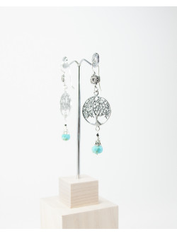 Boucles d'oreilles arbre de vie Turquoise, collection Kimua, Sanuk Création