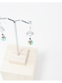 Boucles d'oreille arbre de vie et Turquoise, collection Kimua, Sanuk Création