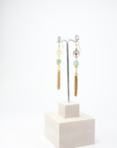 Boucles d'oreilles longue Arbre de vie Jade, Sanuk Création. Collection Kimua