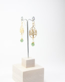 Boucles d'oreilles Arbre de vie Jade et Préhnite. Collection Kimua. Sanuk création