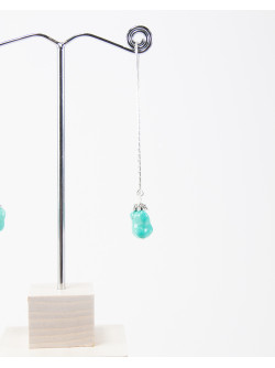 Boucles d'oreilles double chaine, Turquoise d'Arizona, Sanuk Création