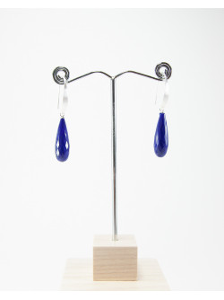 Boucles d'oreilles en Lapis Lazuli, Argent brossé, Sanuk Création