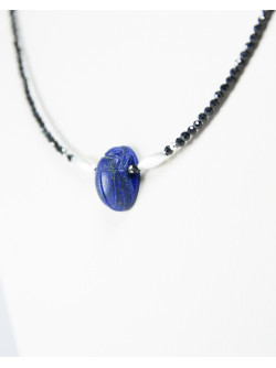 Collier Spinelle scarabée Lapis Lazuli, collection Khépri, Sanuk création