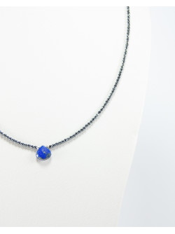 Collier Hématite goutte de Lapis Lazuli, Sanuk Création