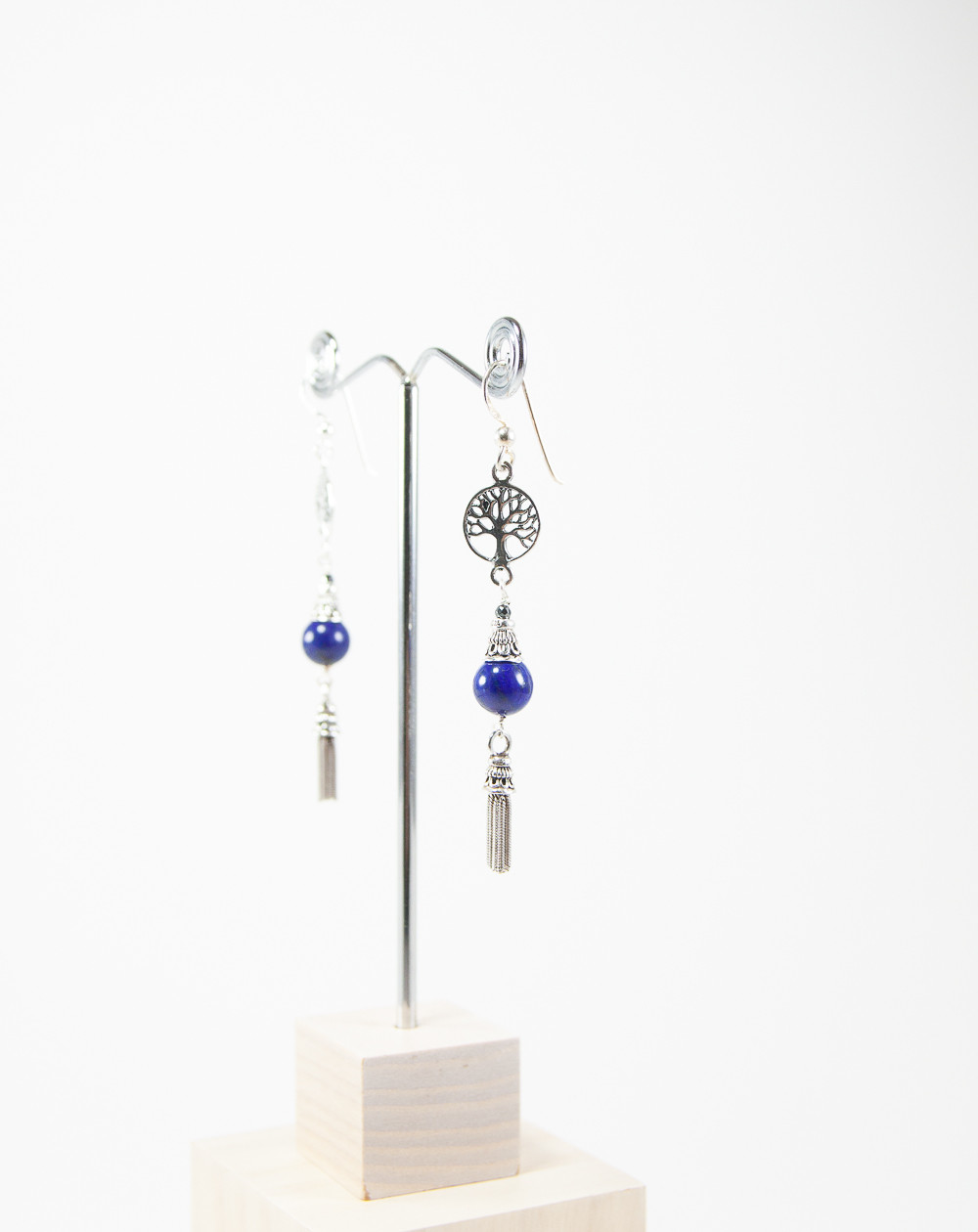 Boucles d'oreilles arbre de vie Lapis Lazuli, Sanuk création