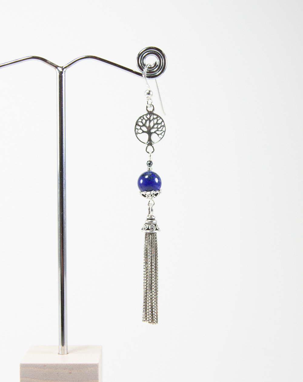 Boucles d'oreilles arbre de vie Lapis Lazuli, Sanuk Création