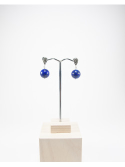 Boucles d'oreilles Marcassites Lapis Lazuli, Sanuk Création