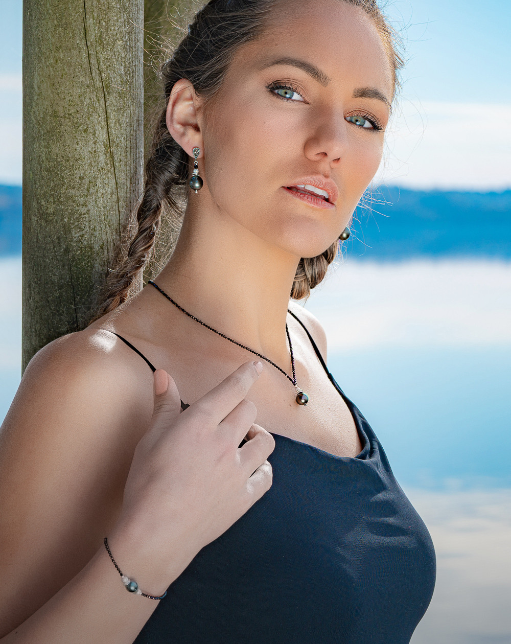 Boucles d'oreilles marcassite Perles de Tahiti, Sanuk Création. Créateurs Français