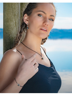 Boucles d'oreilles marcassite Perles de Tahiti, Sanuk Création. Créateurs Français