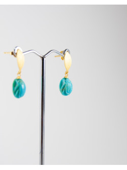 Boucles d'oreilles Scarabée en Turquoise d'Arizona. Sanuk Création, Créateurs Français