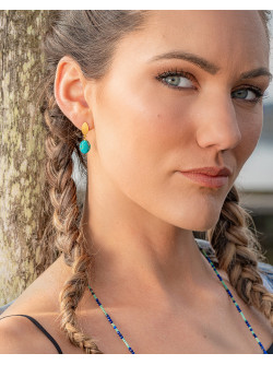 Boucles d'oreilles Scarabée en Turquoise d'Arizona. Sanuk Création, Créateurs Français