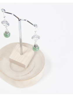 Boucles d'oreilles arbre de vie Jade, collection Kimua. Sanuk Création