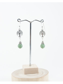 Boucles d'oreilles arbre de vie Jade, collection Kimua. Sanuk Création