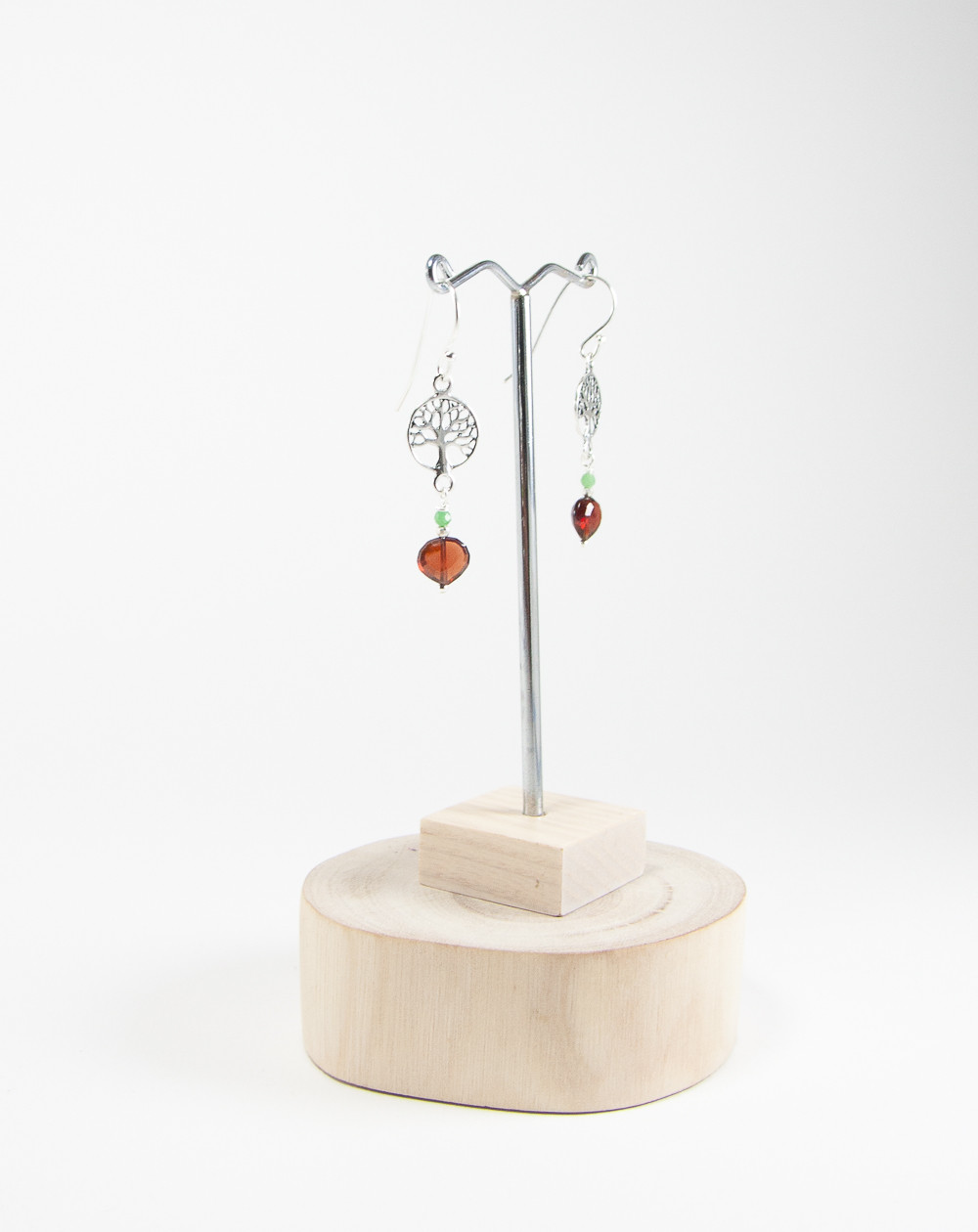 Boucles d'oreilles arbre de vie Grenat. Collection Kimua. Créateurs Français, Sanuk Création