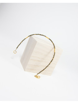Bracelet collection épure Obsidienne dorée. Sanuk Création